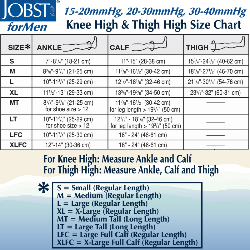 Jobst Compression Stockings Size Chart